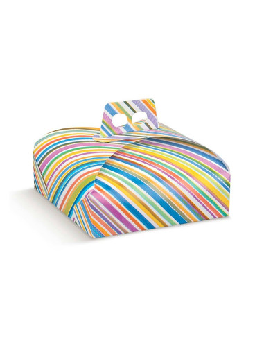 CAJA PASTEL 210x210x70mm MULTICOLOR (20 UDS.)Pastelería