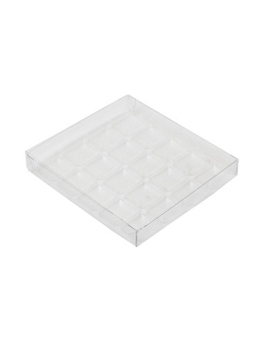 CAJA 20 BOMB. 16X15H2cm PK(25u) AC.TRANSP.Cajas bombón