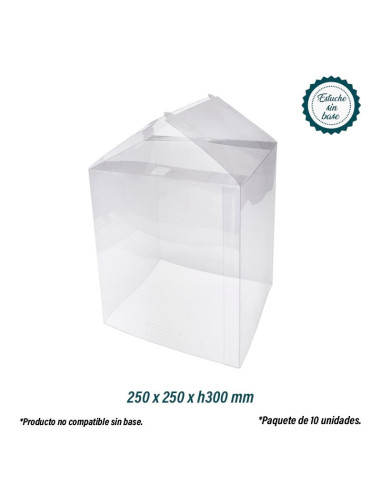 ESTUCHE ACETATO 250x250xh300mm S/FONDO CLIP (10u)Estuches sin Fondo