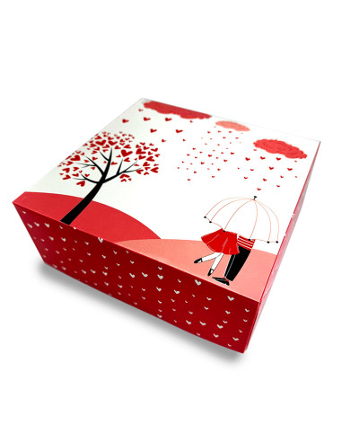 CAJA TARTA 25x25x8cm PK (50u) AMORESan Valentin